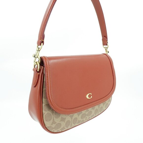 Coach Legacy Signature Shoulder Bag Red Brown OS - Picture 13 of 13